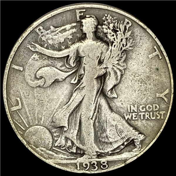 1938-D Silver Half Dollar Walking Liberty LIGHTLY CIRCULATED