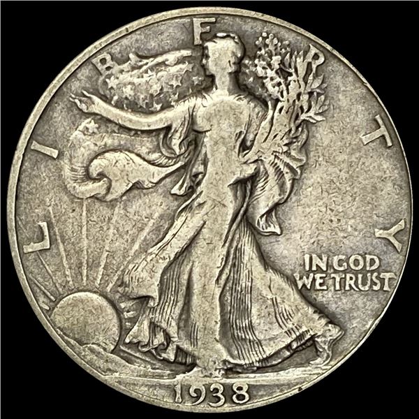 1938-D Silver Half Dollar Walking Liberty LIGHTLY CIRCULATED