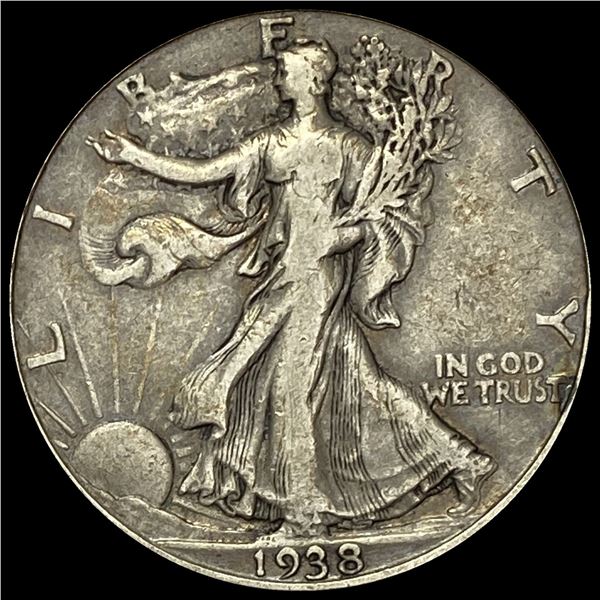 1938-D Silver Half Dollar Walking Liberty LIGHTLY CIRCULATED