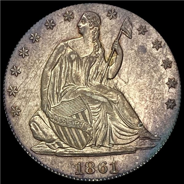 1861 Silver Half Dollar (Seated Liberty) CHOICE AU