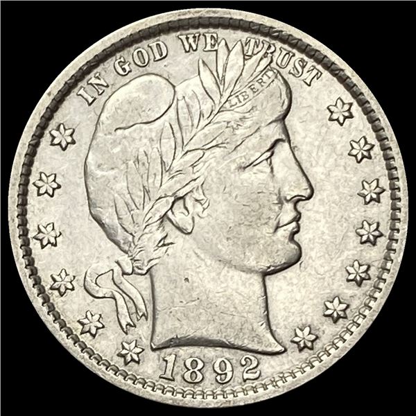 1892 Silver Barber Quarter ABOUT UNCIRCULATED