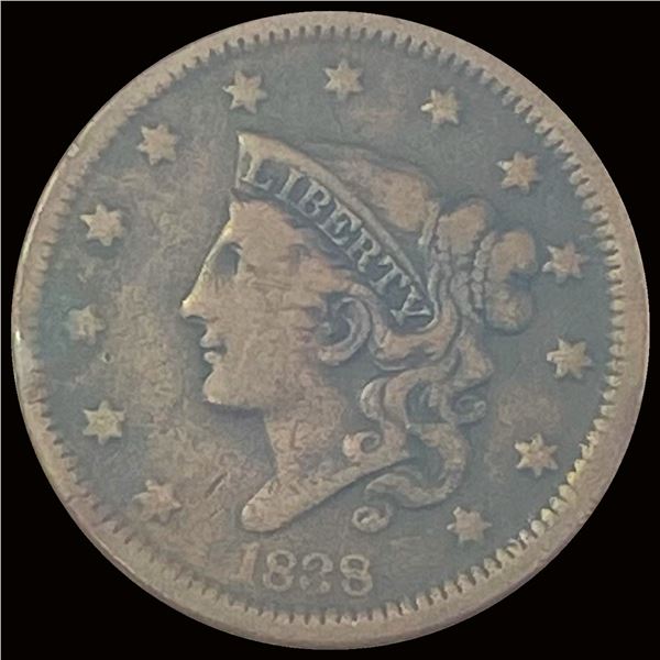 1838 Coronet Head Large Cent LIGHTLY CIRCULATED