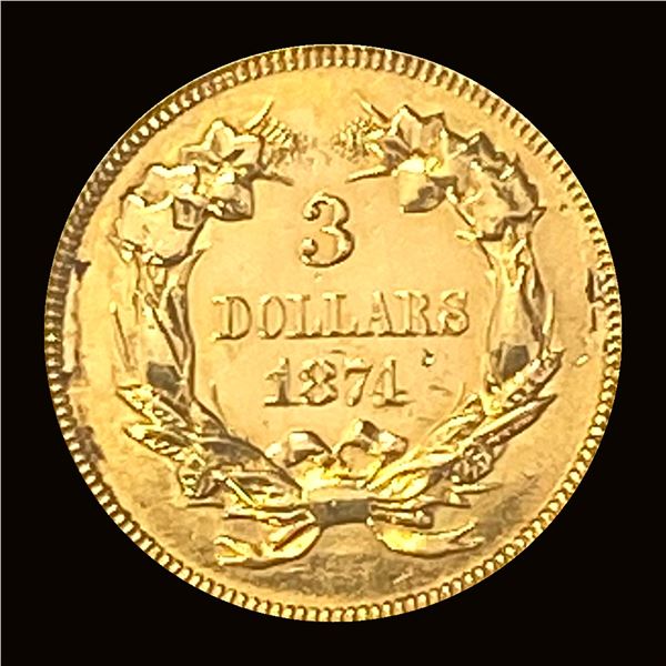 1874 $3 Gold Indian Princess CLOSELY UNCIRCULATED