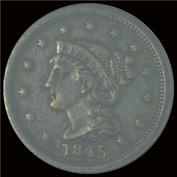 1845 Braided Hair Large Cent LIGHTLY CIRCULATED