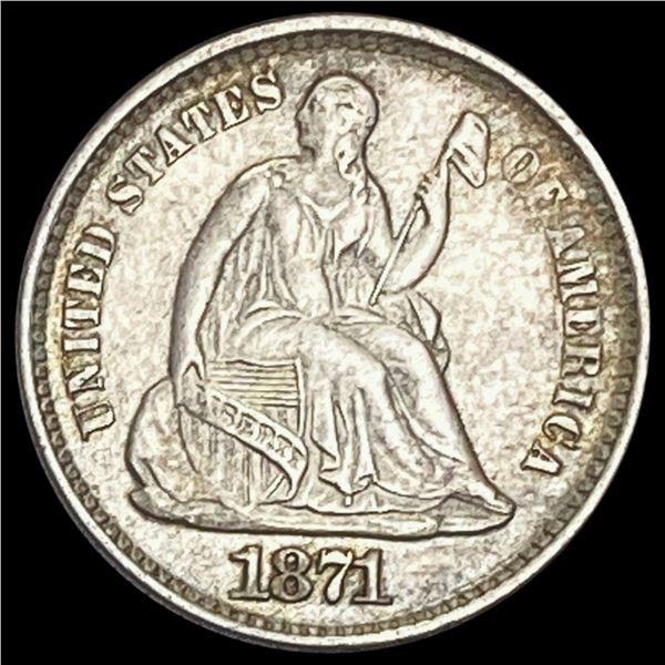 1871 Seated Liberty Half Dime CLOSELY UNCIRCULATED CLOSELY UNCIRCULATED