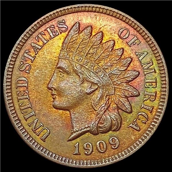 1909 RB Toned Indian Head Cent GEM BU