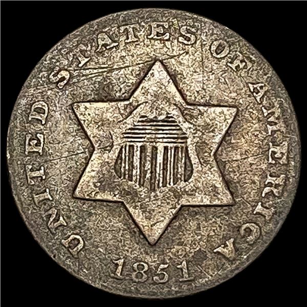 1851 Silver Three-Cent Piece NICELY CIRCULATED NICELY CIRCULATED