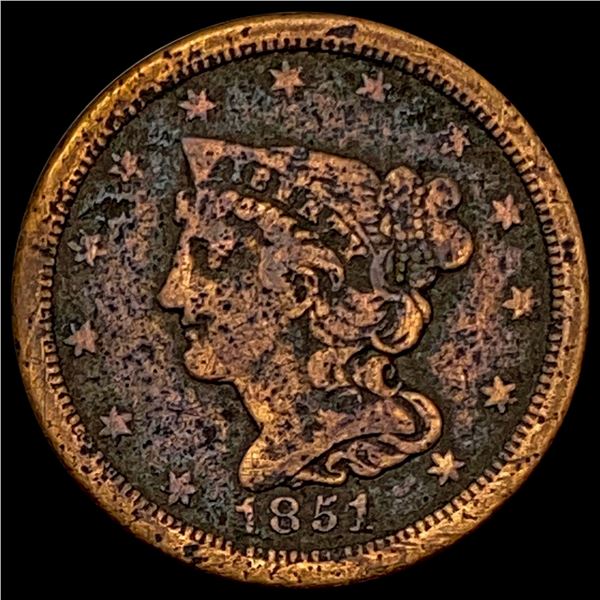 1851 Braided Hair Half Cent NICELY CIRCULATED NICELY CIRCULATED