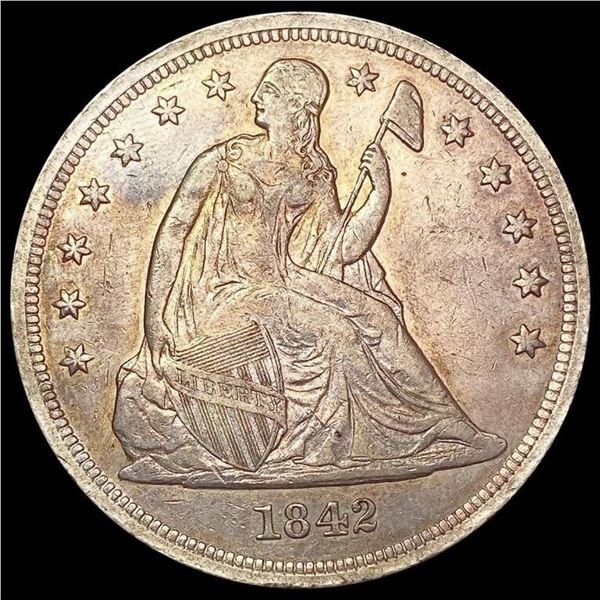 1842 Seated Liberty Dollar CLOSELY UNCIRCULATED