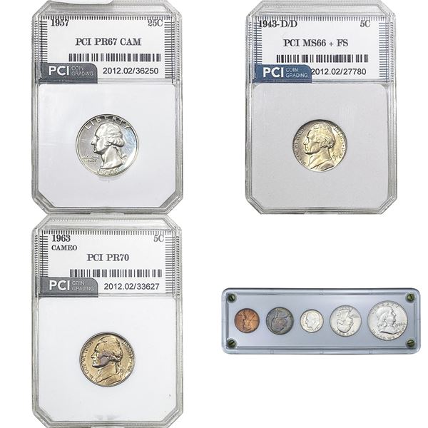 1943-1963 GEM BU/PF Silver & Type US Coins Lot [8 Coins]