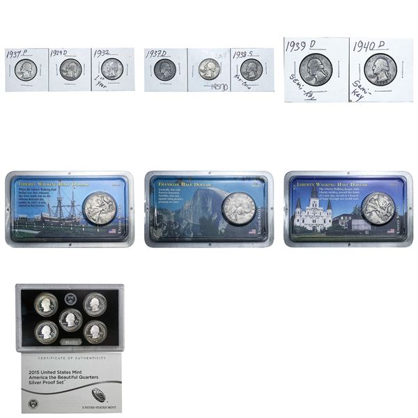 1932-2015 US Silver Coinage Lot [16 Coins]