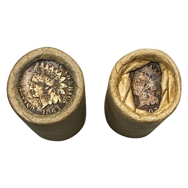 1859-1958 Indian and Wheat Cent End One Cent Rolls [100 Coins]