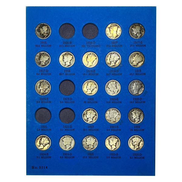 1916-1945 Near Complete Mercury Dime Set [69 Coins]