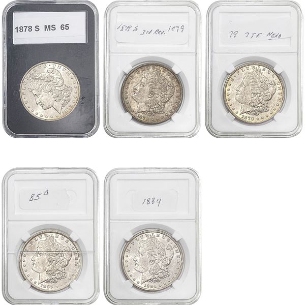 1878-1885 GEM BU Morgan Silver Dollar Lot [5 Coins]