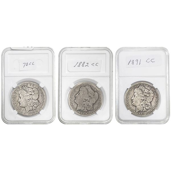 1878-1891 {3 Coins]Key Date Carson City Morgan Silver $