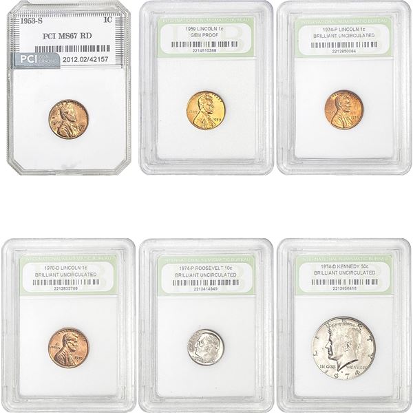 1953-1974 Gem BU Varied US Coin Lot [6 Coins]