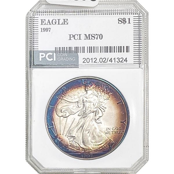 1997 Toned Silver Eagle PCI MS70