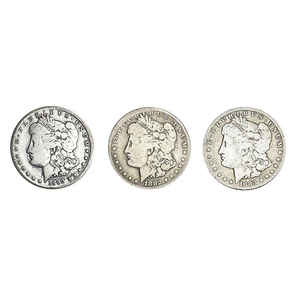 1882-1890 Key Date Carson City Morgan Silver Dollar Lot [3 Coins]