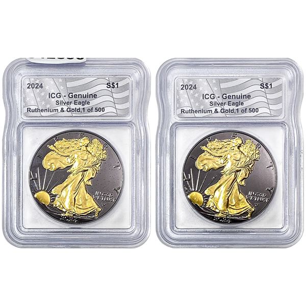 [2] 2024 Silver Eagle ICG Genuine Ruthenium and Gold 1 of 500