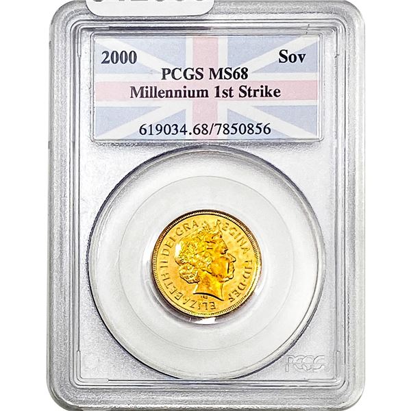 2000 Great Britain Gold Sovereign 0.2355oz PCGS MS68