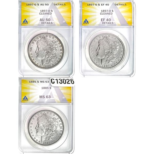 1897-1885 [3] Morgan Silver Dollar ANACS EF-MS40-63 Details