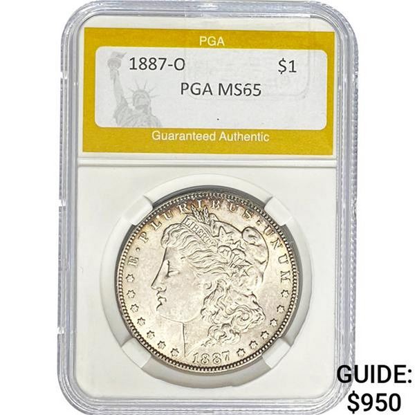 1887-O Morgan Silver Dollar PGA MS65