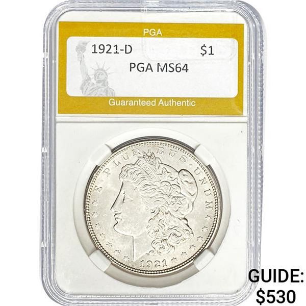 1921-D Morgan Silver Dollar PGA MS64