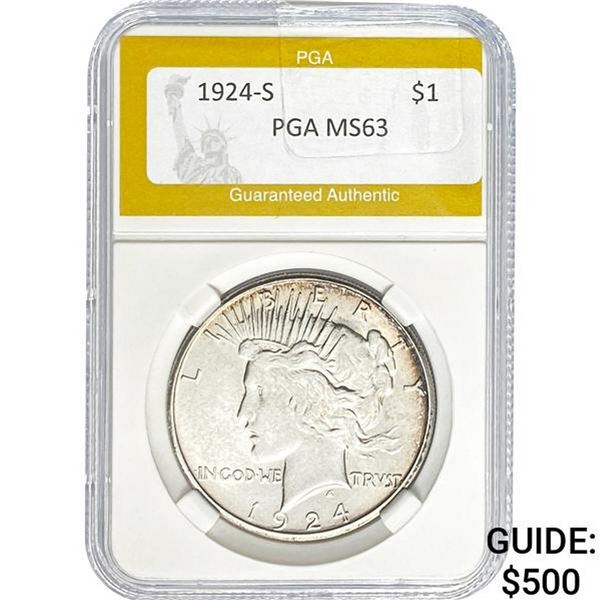 1924-S Peace Dollar PGA MS63