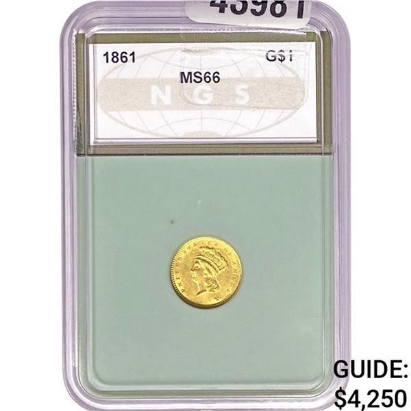 1861 Gold Dollar NGS MS66