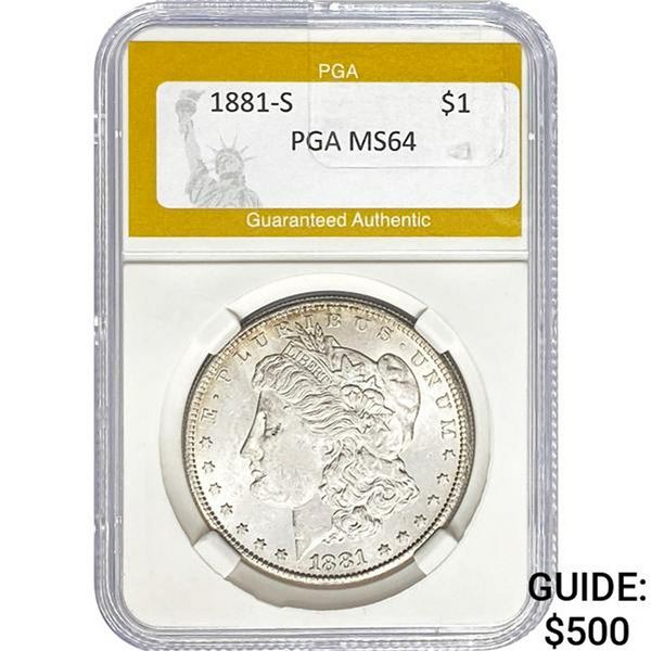 1881-S Morgan Silver Dollar PGA MS64