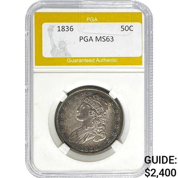 1836 50C Capped Bust Half Dollar PGA MS6