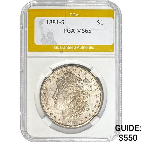1881-S Morgan Silver Dollar PGA MS65