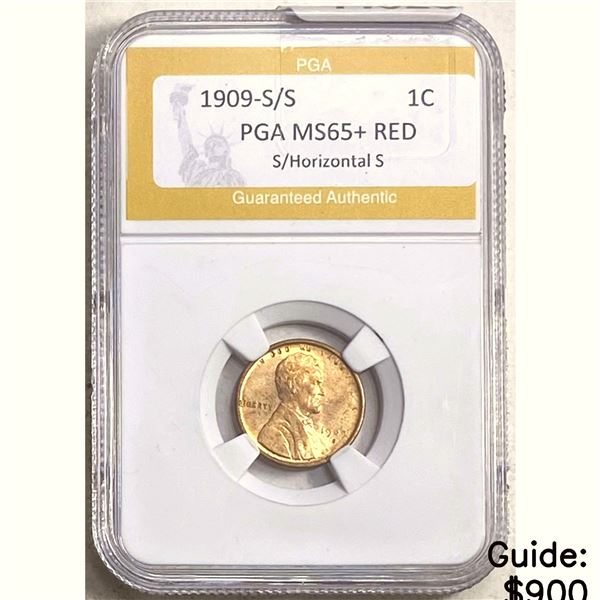 1909-S/S Horizontal S 1C PGA MS65+ RED