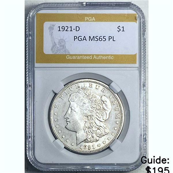 1921-D Morgan Dollar PGA MS65 PL