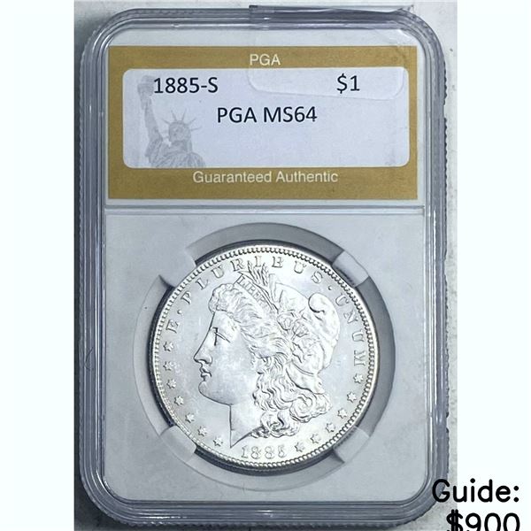1885-S Morgan Dollar PGA MS64 SILVER