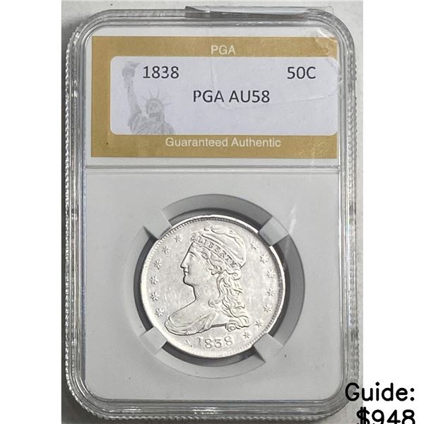 1838 Capped Bust 50C PGA AU58
