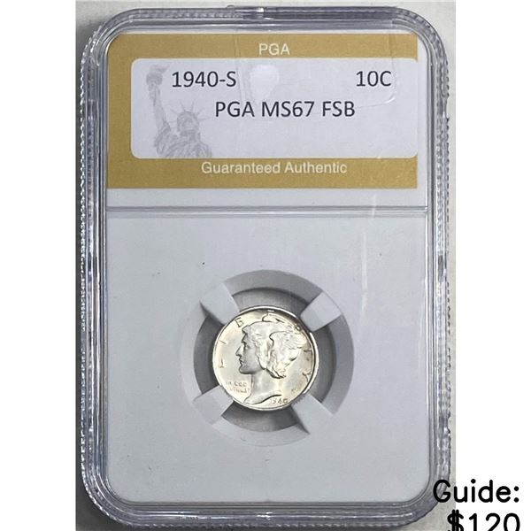 1940-S Mercury Dime PGA MS67 FSB