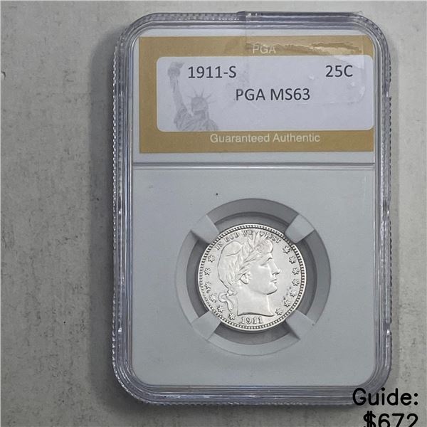 1911-S Barber Quarter PGA MS63