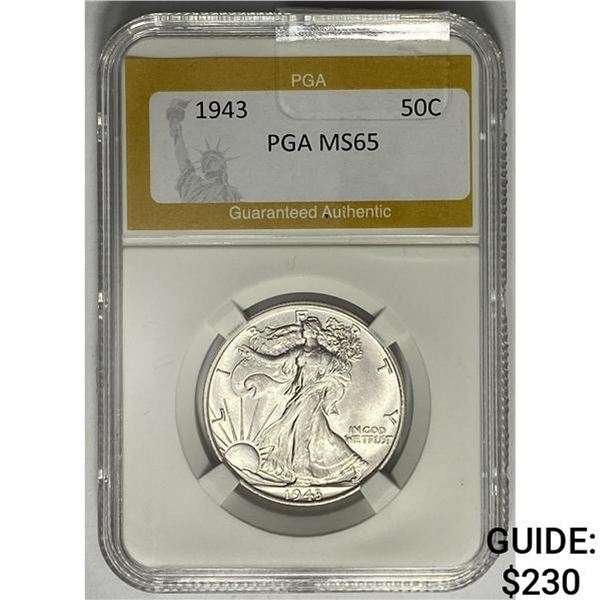 1943 Walking Liberty Half Dollar PGA MS65