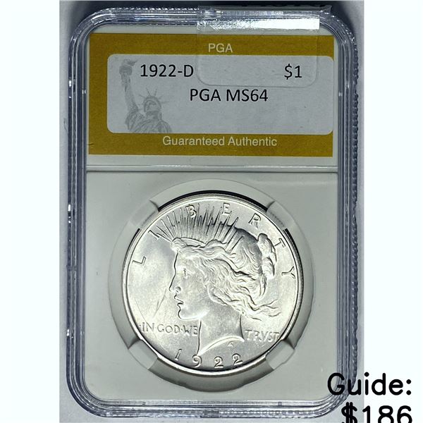 1922-D Peace Dollar PGA MS64 SILVER