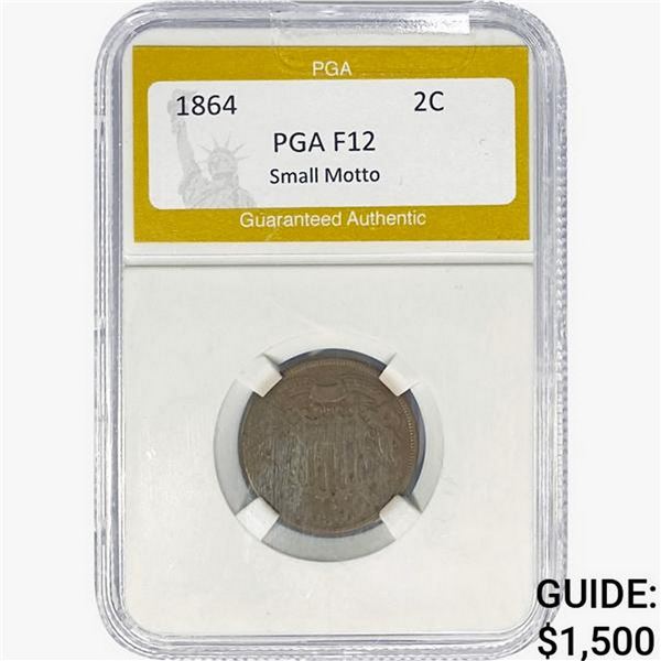 1864 Two Cent Piece PGA F12 SMALL MOTTO