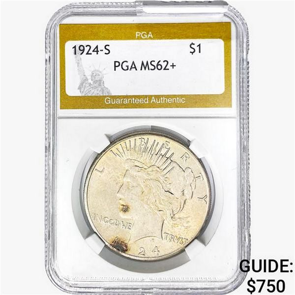 1924-S Silver Peace Dollar PGA MS62+