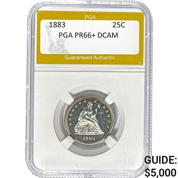 1883 25C Seated Liberty Quarter DCAM PR66+