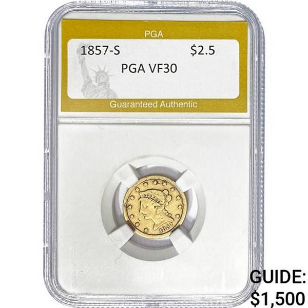 1857-S Gold $2.5 Liberty Head VF30