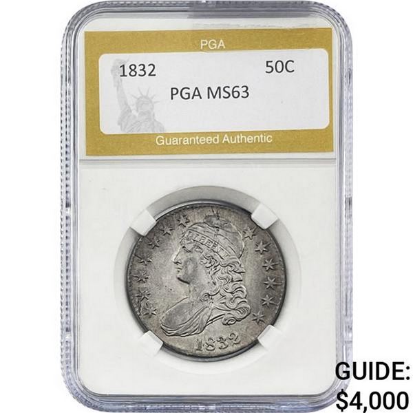 1832 Capped Bust Half Dollar PGA MS63