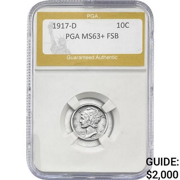 1917-D Mercury Silver Dime PGA MS63+ FSB