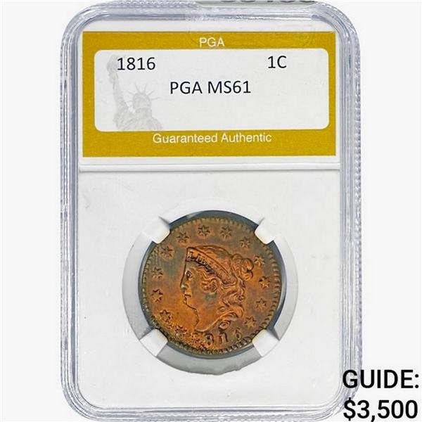 1816 Coronet Head Large Cent PGA MS61