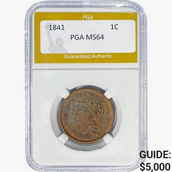 1841 Braided Hair Large Cent PGA MS64
