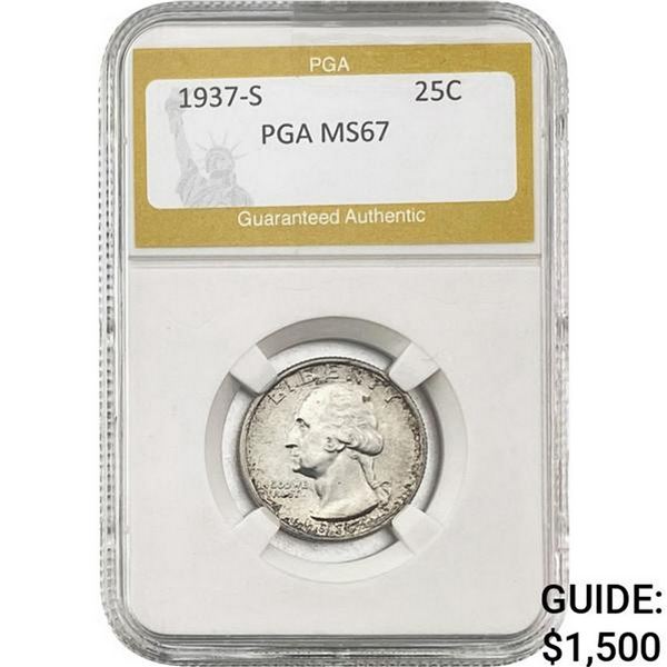 1937-S Washington Silver Quarter PGA MS67