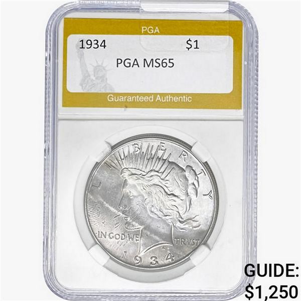 1934 Silver Peace Dollar PGA MS65